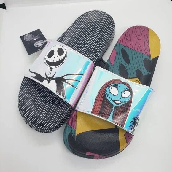 Nightmare Before Christmas Slides Sandals Women's 9 Jack Skellington Sally Xmas - Picture 11 of 11